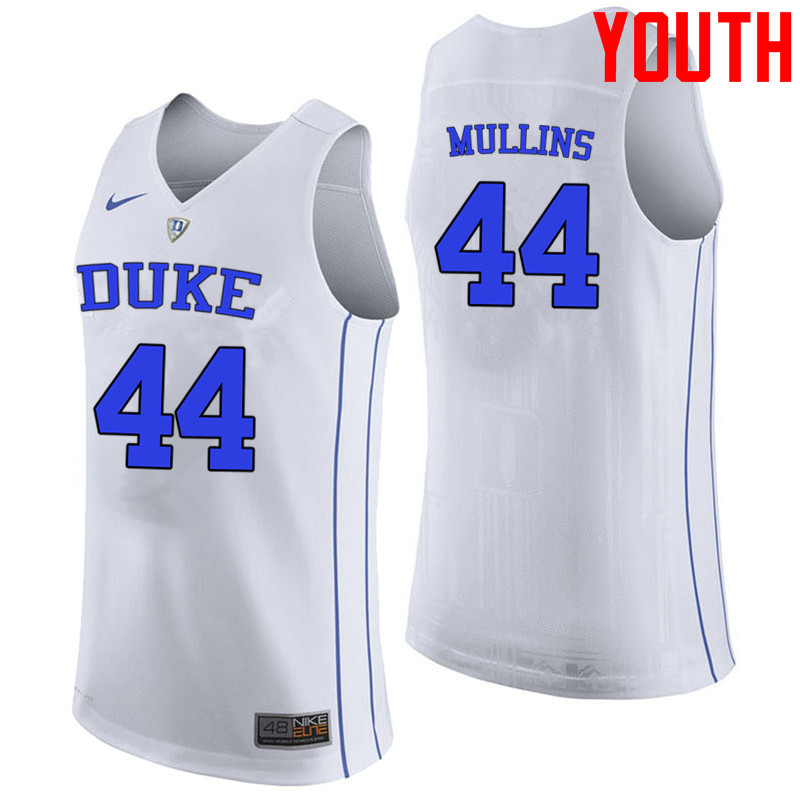 Youth #44 Jeff Mullins Duke Blue Devils College Basketball Jerseys-White